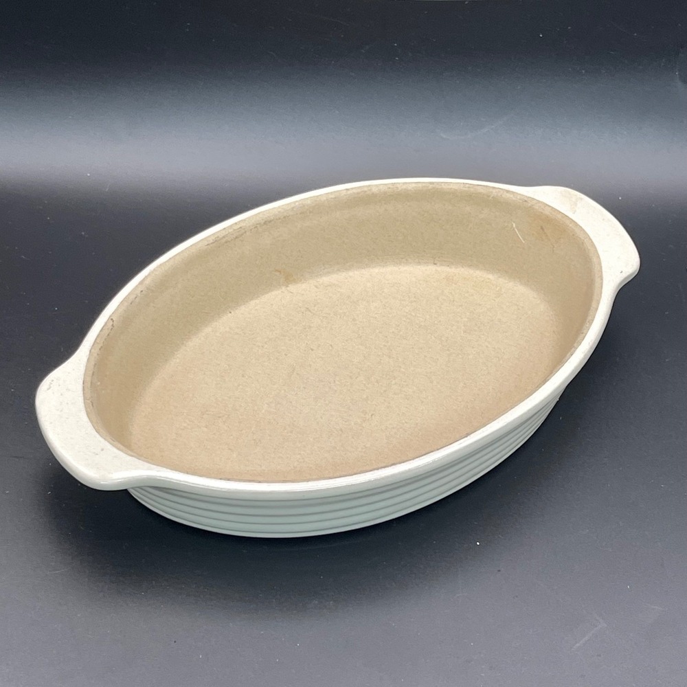 Pampered Chef Family Heritage Stoneware Oval Baker New Traditions White Glazed